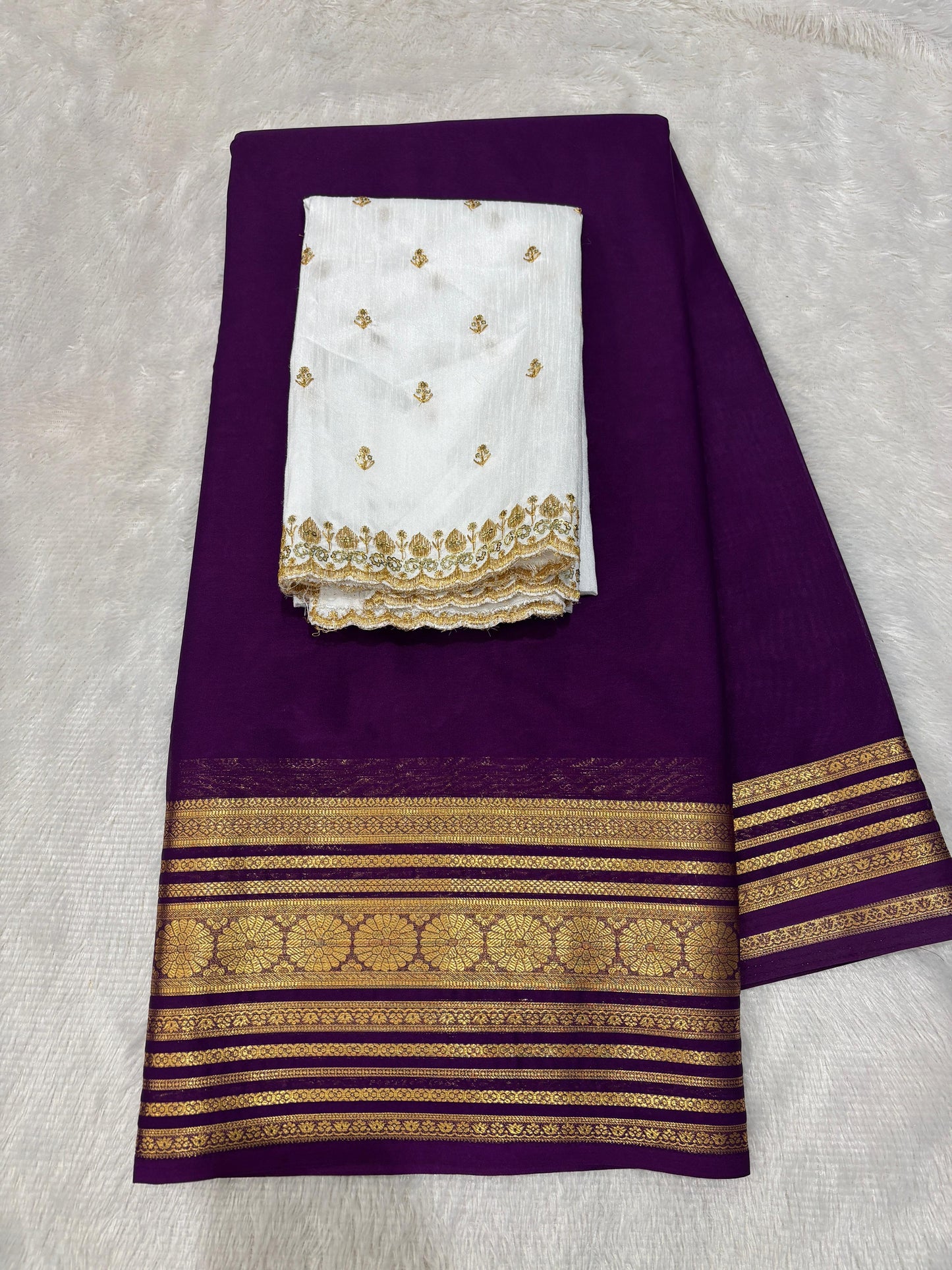 Semi Mysore crepe silk sarees with raw silk blouse