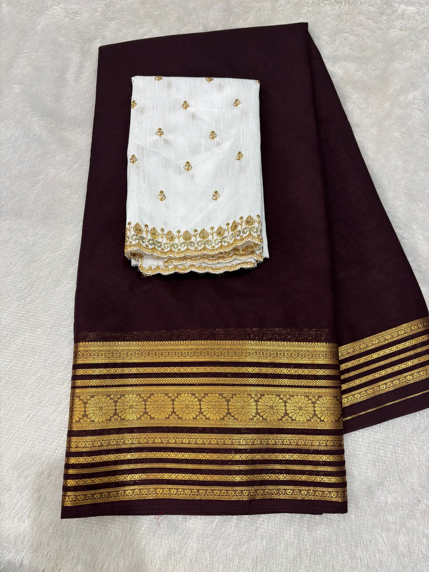 Semi Mysore crepe silk sarees with raw silk blouse