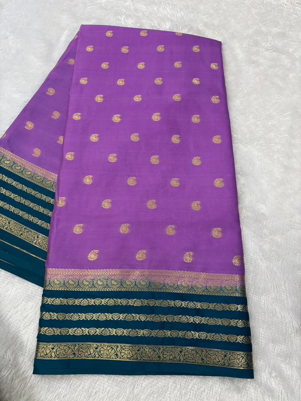 Premium Contrast Semi Mysore Crepe Silk Saree