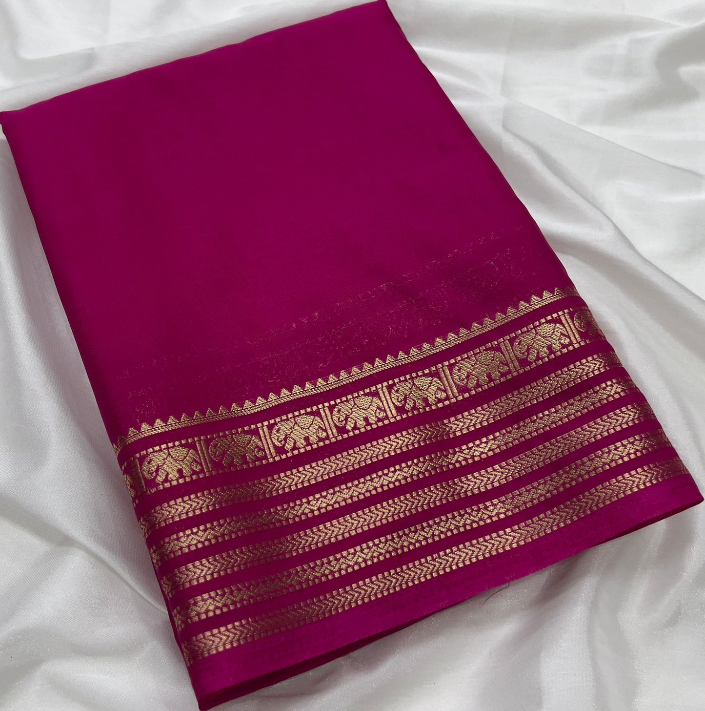 Premium Mysore Crepe Silk Saree with Chit Pallu Rich Border