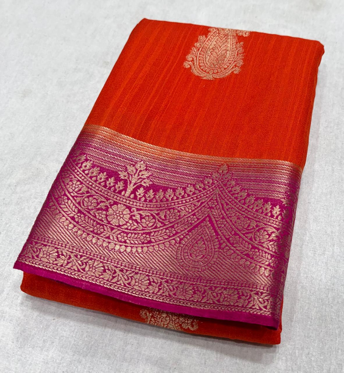 Latest Design – Premium Matka Silk Saree with Contrast Border