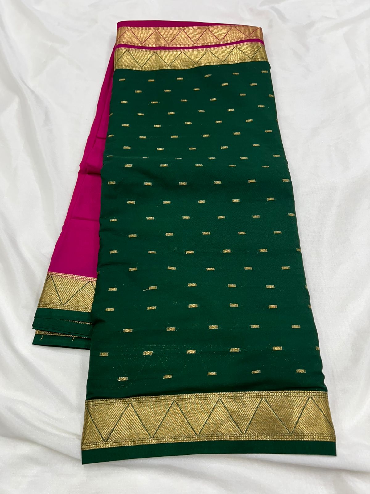 Premium Imitation Border Crepe Silk Saree – Half & Half Concept with Allover Butta Design