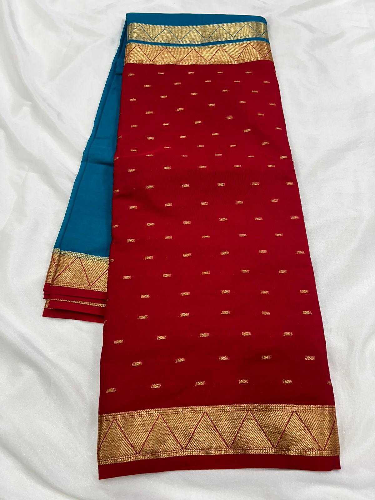 Premium Imitation Border Crepe Silk Saree – Half & Half Concept with Allover Butta Design