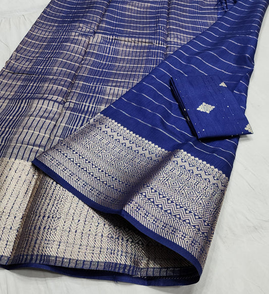 Semi Cotton viscose saree! Fancy blouse !