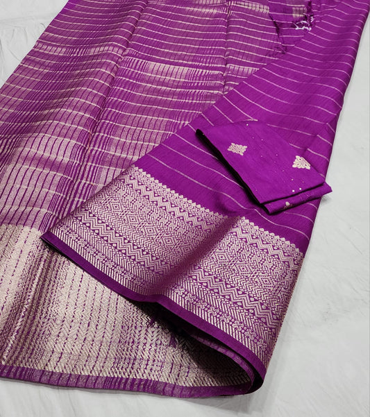 Semi Cotton viscose saree! Fancy blouse !