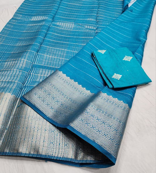 Semi Cotton viscose saree! Fancy blouse !