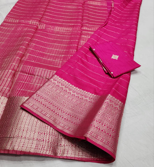 Semi Cotton viscose saree! Fancy blouse !