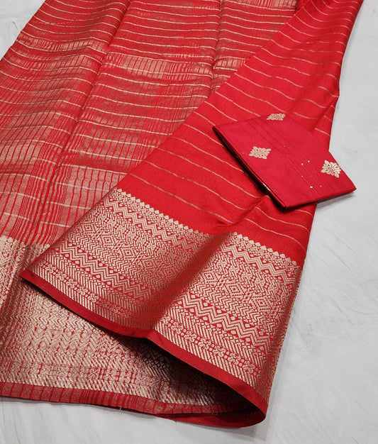 Semi Cotton viscose saree! Fancy blouse !