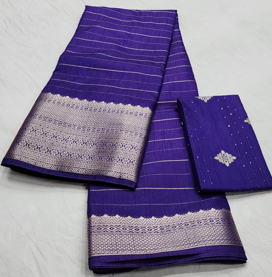 Semi Cotton viscose saree! Fancy blouse !