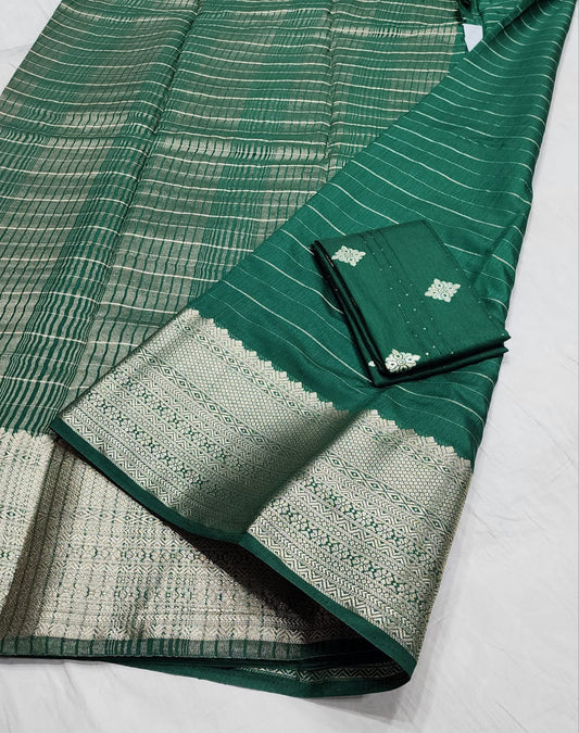 Semi Cotton viscose saree! Fancy blouse !