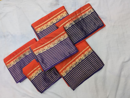 🧡💜 Orange &amp; Purple Semi Mysore Silk Saree – Trending Combo!