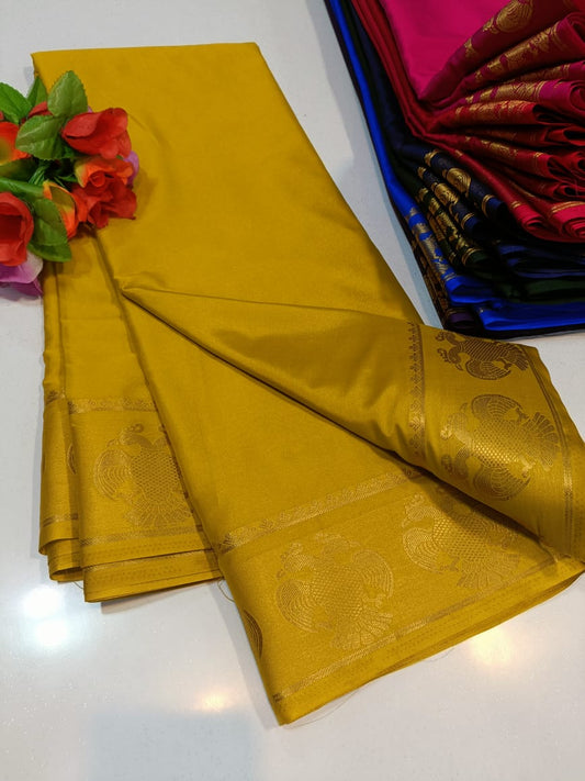 💫 Mysore Semi Crepe Silk Sarees – Gandabherunda Pattern