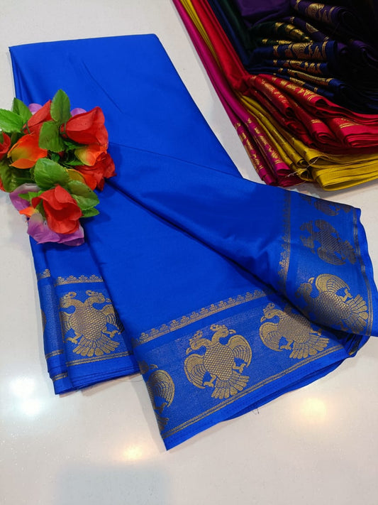 💫 Mysore Semi Crepe Silk Sarees – Gandabherunda Pattern