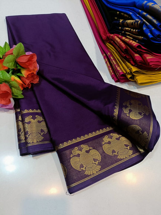 💫 Mysore Semi Crepe Silk Sarees – Gandabherunda Pattern