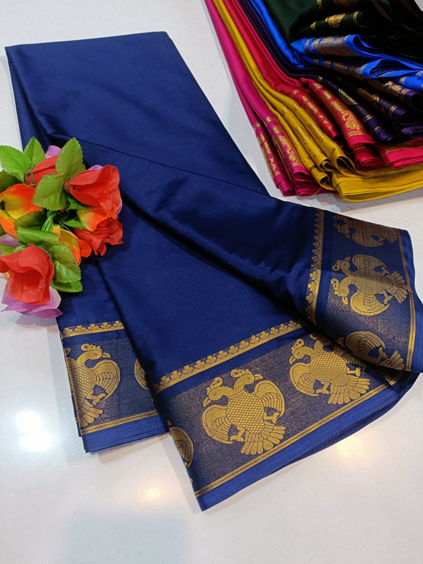 💫 Mysore Semi Crepe Silk Sarees – Gandabherunda Pattern