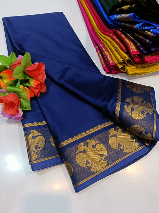 💫 Mysore Semi Crepe Silk Sarees – Gandabherunda Pattern