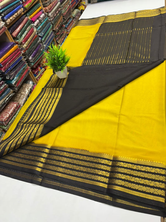 Premium Quality Semi Mysore Crape Silk Saree in Contrast Border