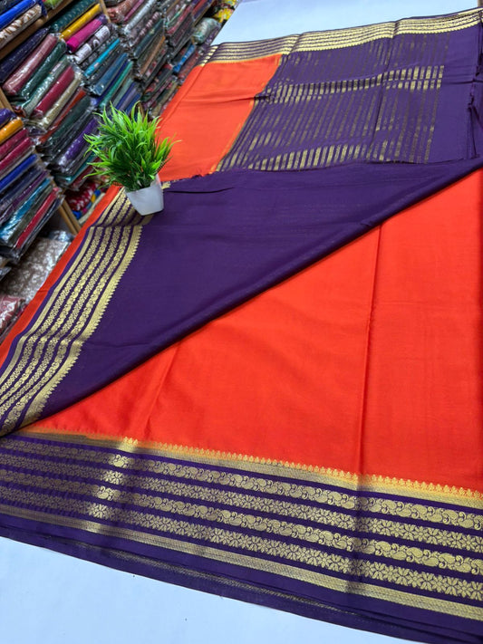 Premium Quality Semi Mysore Crape Silk Saree in Contrast Border