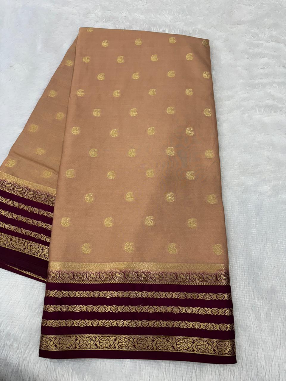 Premium Contrast Semi Mysore Crepe Silk Saree