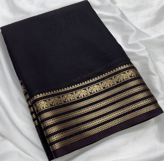 Premium Mysore Crepe Silk Saree with Chit Pallu  Rich Border