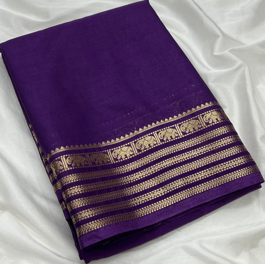 Premium Mysore Crepe Silk Saree with Chit Pallu  Rich Border