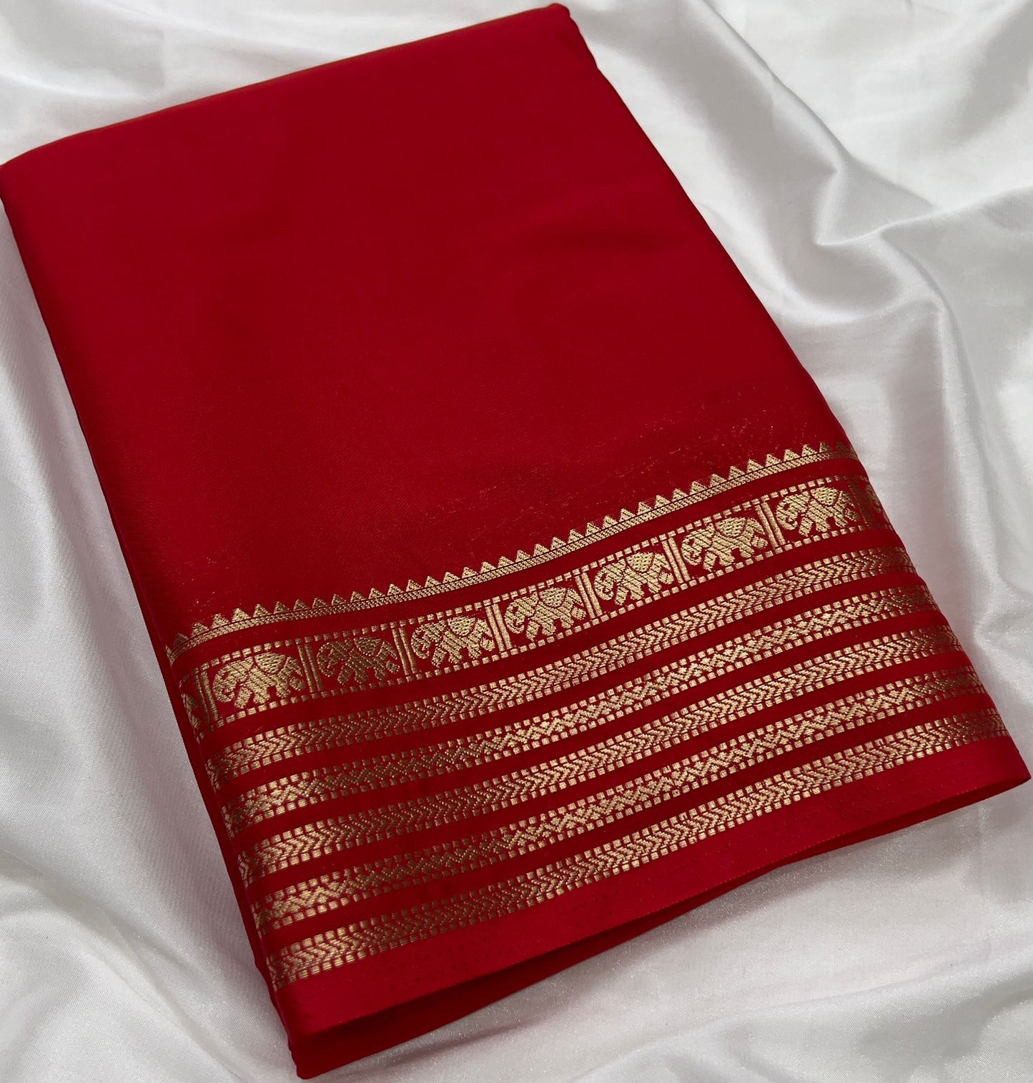 Premium Mysore Crepe Silk Saree with Chit Pallu  Rich Border