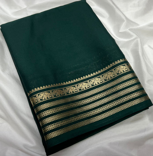 Premium Mysore Crepe Silk Saree with Chit Pallu  Rich Border