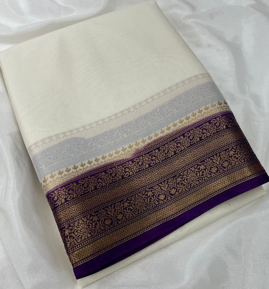 Exclusive Mysore Crepe Silk Saree with Chit Pallu – Premium Color Range
