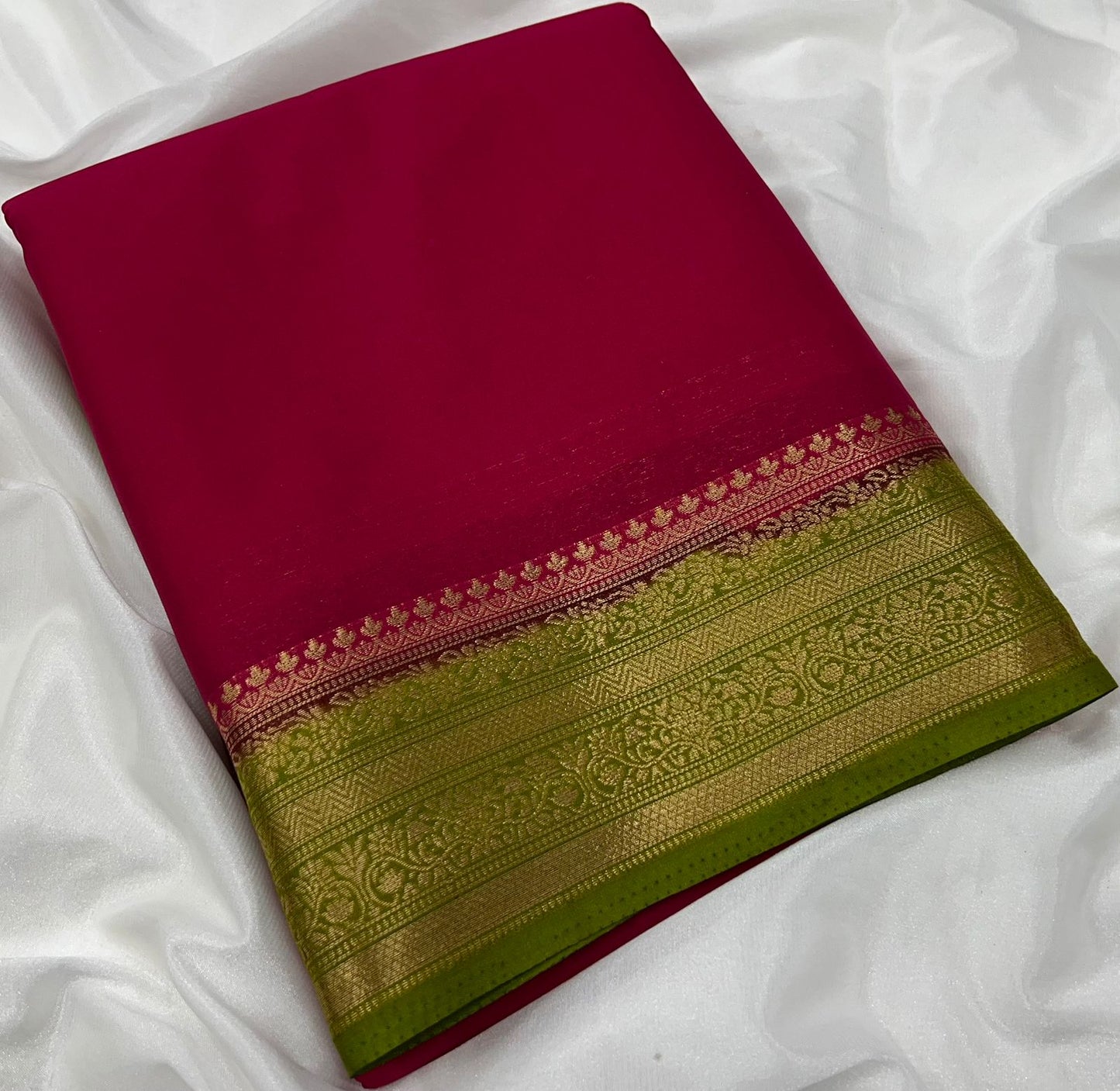 Exclusive Mysore Crepe Silk Saree with Chit Pallu – Premium Color Range