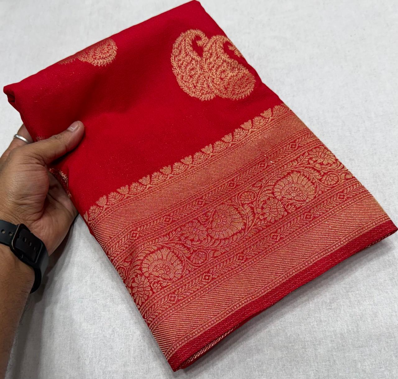 Premium Khaddi Georgette Self Design Sarees