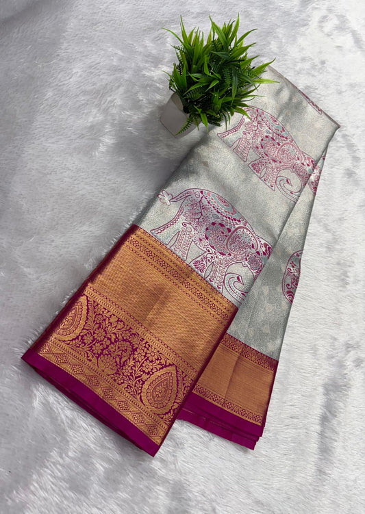 Premium Semi Kanchi Tissue Silk Saree