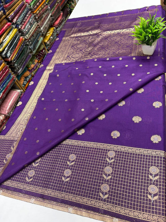 ✨ Premium Quality Georgette Crepe Silk Saree with All-Over Buttas ✨