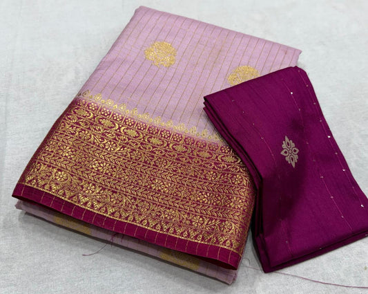 ✨ Premium Viscose Silk Saree – Checks with Butta Design & Contrast Border ✨