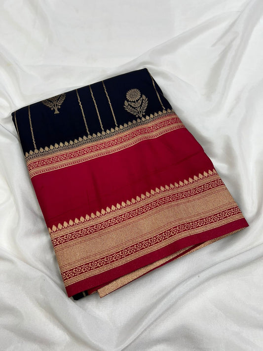 Premium Imitation Border Crepe Silk Saree – Rich Pallu & Contrast Collection