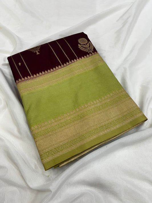 Premium Imitation Border Crepe Silk Saree – Rich Pallu & Contrast Collection