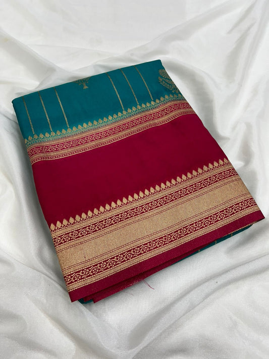 Premium Imitation Border Crepe Silk Saree – Rich Pallu & Contrast Collection