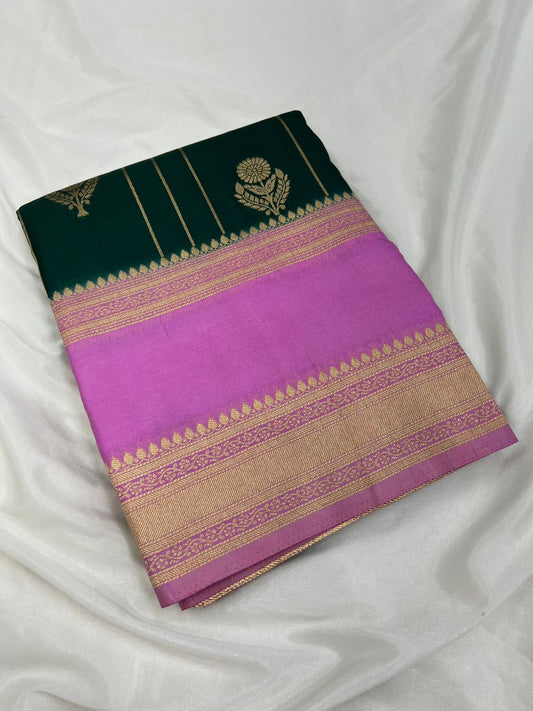 Premium Imitation Border Crepe Silk Saree – Rich Pallu & Contrast Collection