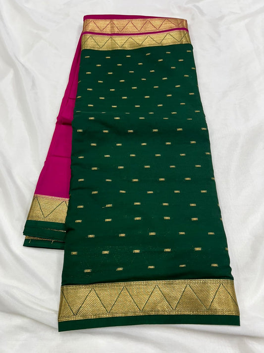 Premium Imitation Border Crepe Silk Saree – Half & Half Concept with Allover Butta Design