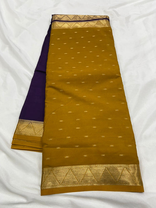 Premium Imitation Border Crepe Silk Saree – Half & Half Concept with Allover Butta Design