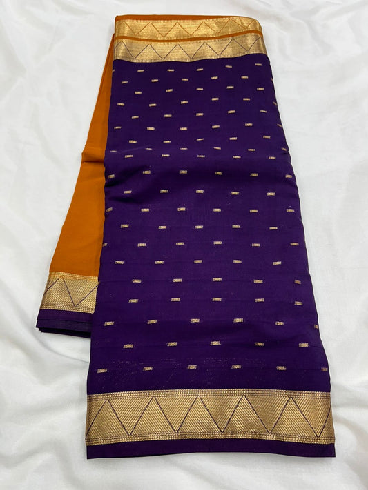 Premium Imitation Border Crepe Silk Saree – Half & Half Concept with Allover Butta Design