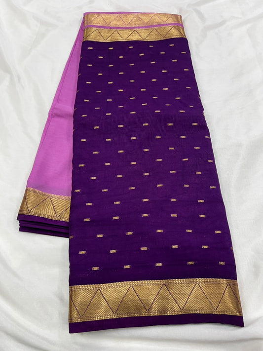 Premium Imitation Border Crepe Silk Saree – Half & Half Concept with Allover Butta Design