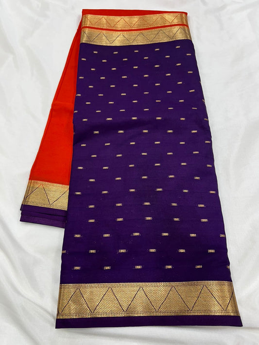 Premium Imitation Border Crepe Silk Saree – Half & Half Concept with Allover Butta Design