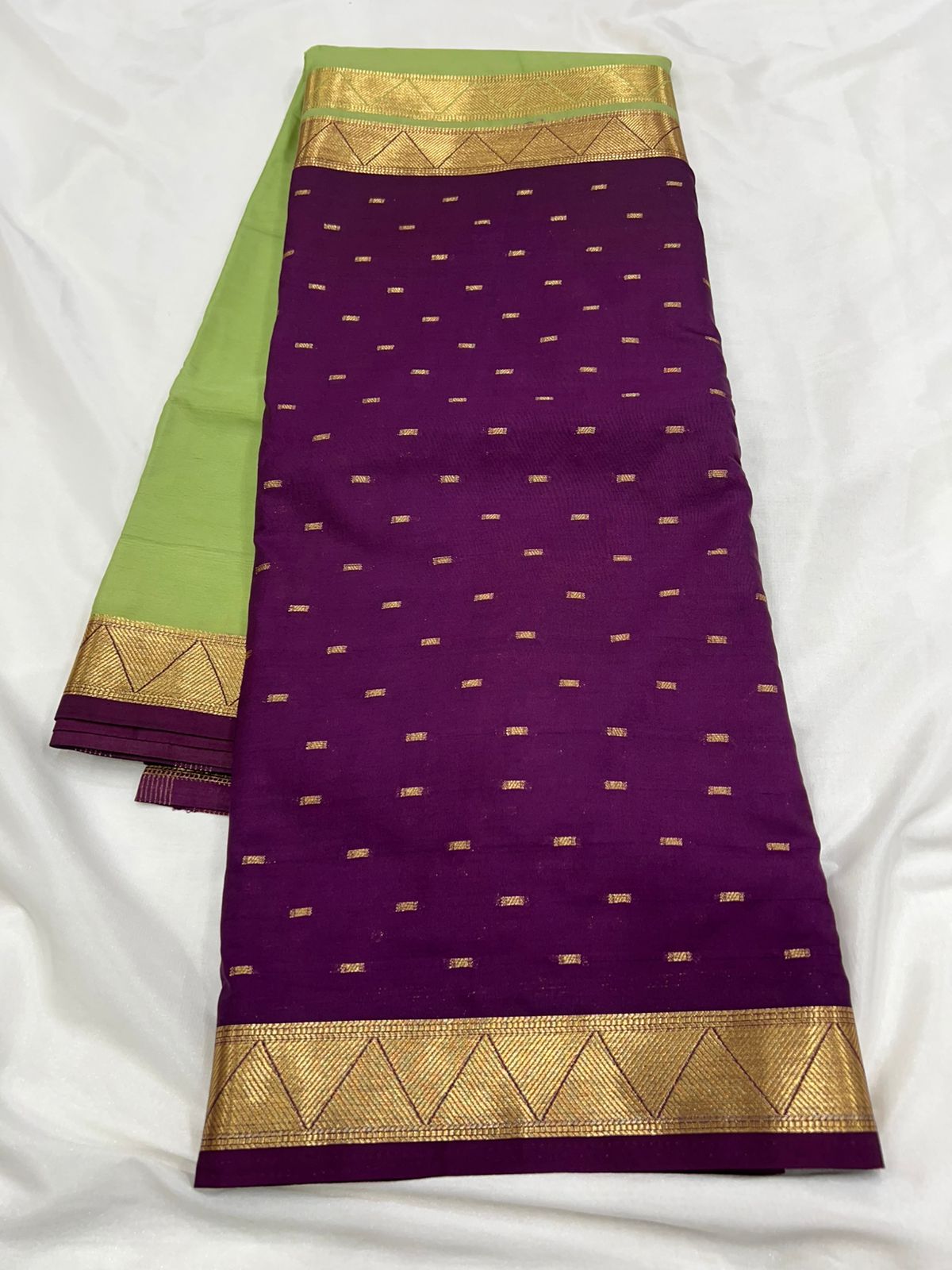 Premium Imitation Border Crepe Silk Saree – Half & Half Concept with Allover Butta Design