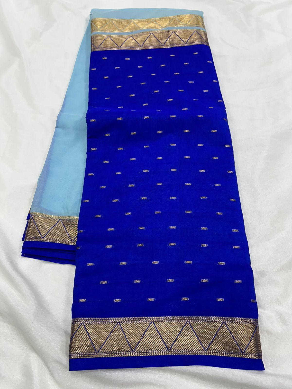 Premium Imitation Border Crepe Silk Saree – Half & Half Concept with Allover Butta Design