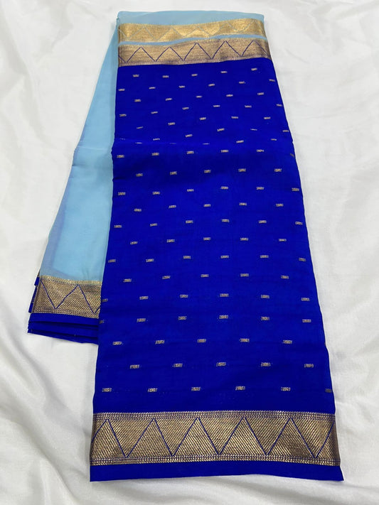 Premium Imitation Border Crepe Silk Saree – Half & Half Concept with Allover Butta Design
