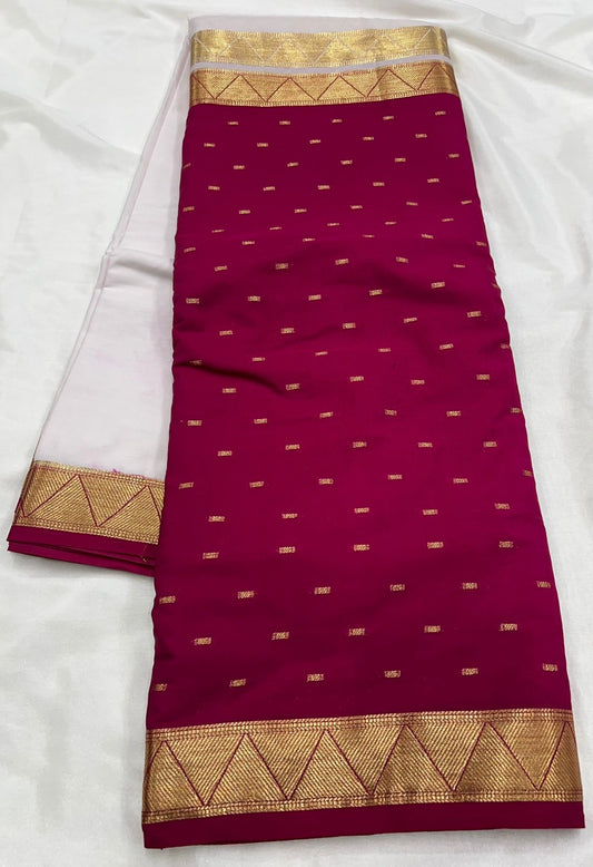 Premium Imitation Border Crepe Silk Saree – Half & Half Concept with Allover Butta Design