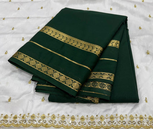 Premium Mysore Crepe Silk Saree with Bentex Border &  Anmol Zari