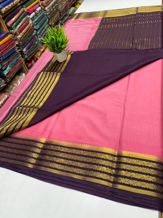 Premium Quality Semi Mysore Crape Silk Saree in Contrast Border