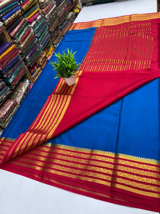 Premium Quality Semi Mysore Crape Silk Saree in Contrast Border